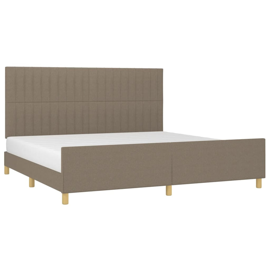 Bedframe met hoofdeinde stof taupe 200x200 cm 200 x 200 cm Verticale strepen
