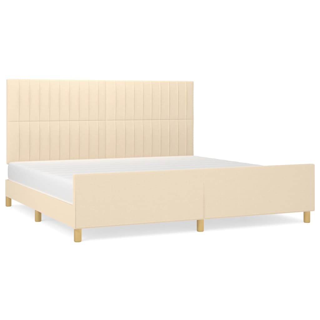 Bedframe Met Hoofdeinde Stof Kleurig Crème 200 x 200 cm Verticale strepen