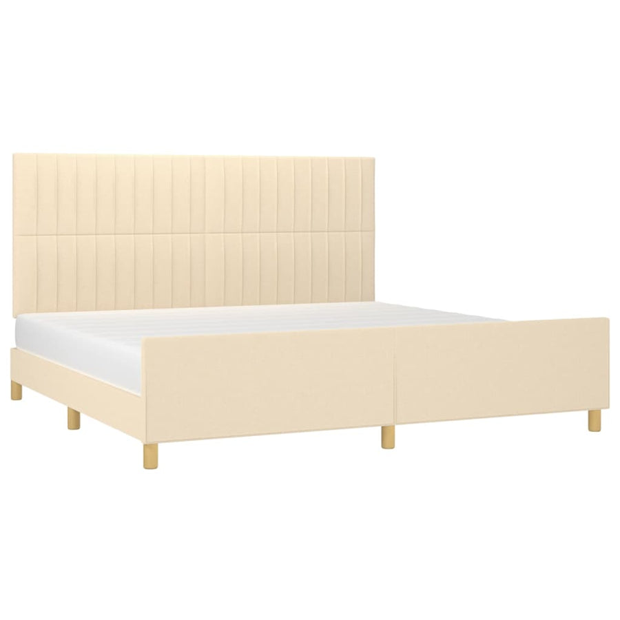 Bedframe Met Hoofdeinde Stof Kleurig Crème 200 x 200 cm Verticale strepen