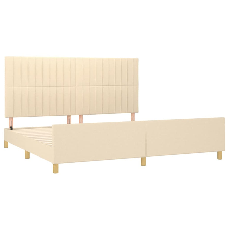 Bedframe Met Hoofdeinde Stof Kleurig Crème 200 x 200 cm Verticale strepen