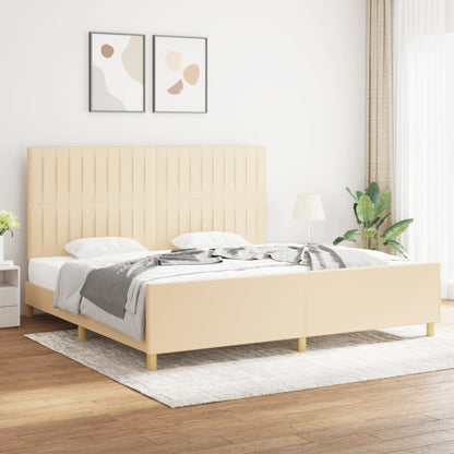 Bedframe Met Hoofdeinde Stof Kleurig Crème 200 x 200 cm Verticale strepen