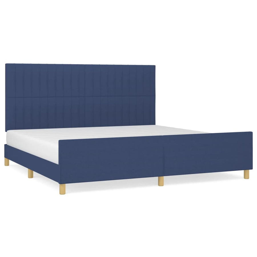 Bedframe Met Hoofdeinde Stof Blauw 200 x 200 cm Verticale strepen