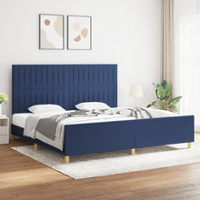 Bedframe Met Hoofdeinde Stof Blauw 200 x 200 cm Verticale strepen