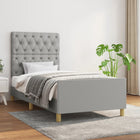 Bedframe met hoofdbord stof lichtgrijs 80x200 cm 80 x 200 cm Getuft ontwerp