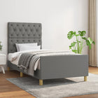 Bedframe Met Hoofdbord Stof Donkergrijs 80 x 200 cm Getuft ontwerp