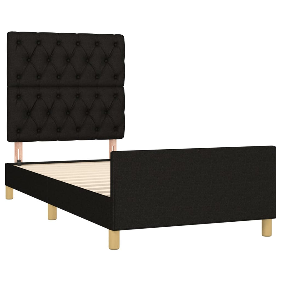 Bedframe Met Hoofdbord Stof Zwart 80 x 200 cm Getuft ontwerp