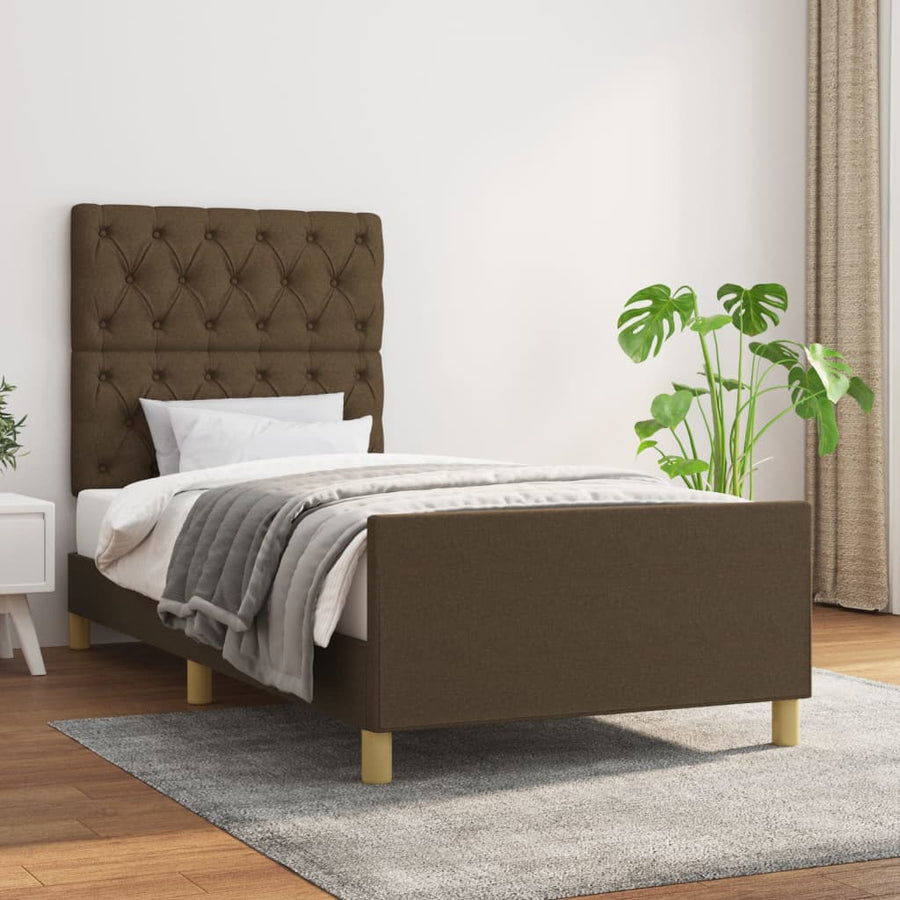 Bedframe Met Hoofdeinde Stof Donkerbruin 80 x 200 cm Getuft ontwerp