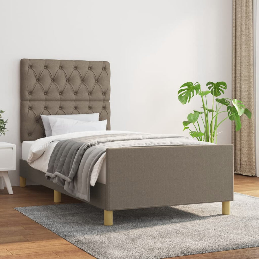 Bedframe Met Hoofdeinde Stof Taupe 80 x 200 cm Getuft ontwerp