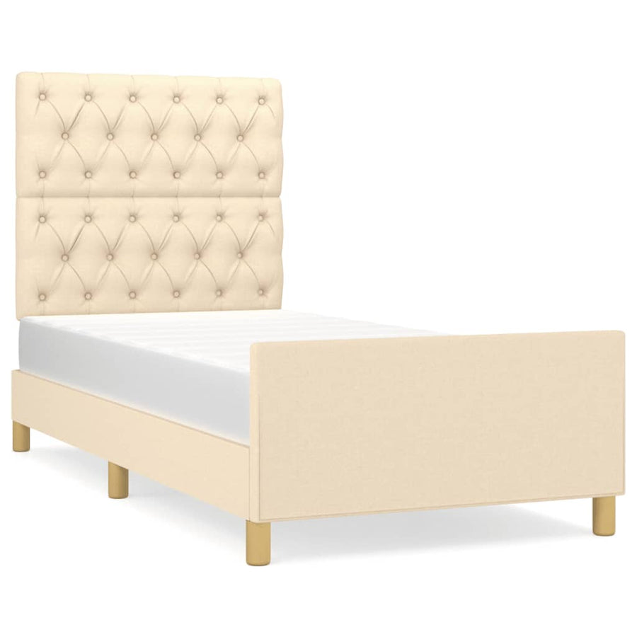 Bedframe Met Hoofdeinde Stof Kleurig Crème 80 x 200 cm Getuft ontwerp