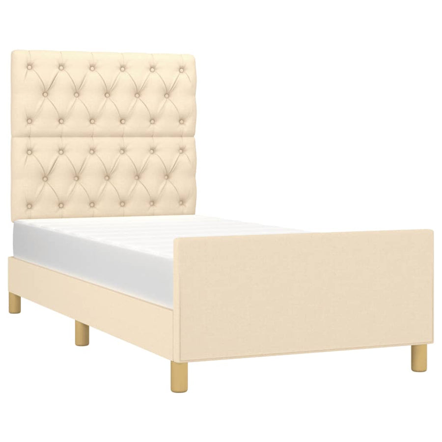 Bedframe Met Hoofdeinde Stof Kleurig Crème 80 x 200 cm Getuft ontwerp