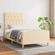 Bedframe 80x200 cm stof crèmekleurig