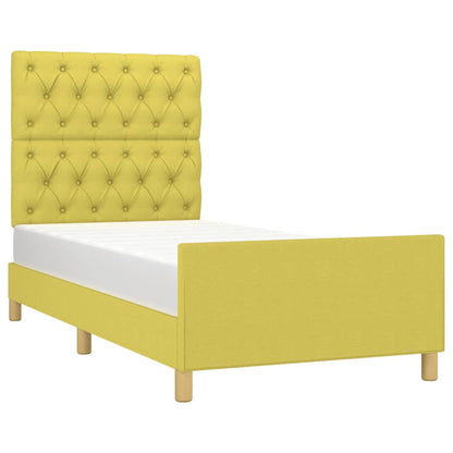 Bedframe Met Hoofdbord Stof Groen 80X200 Cm 80 x 200 cm Getuft ontwerp