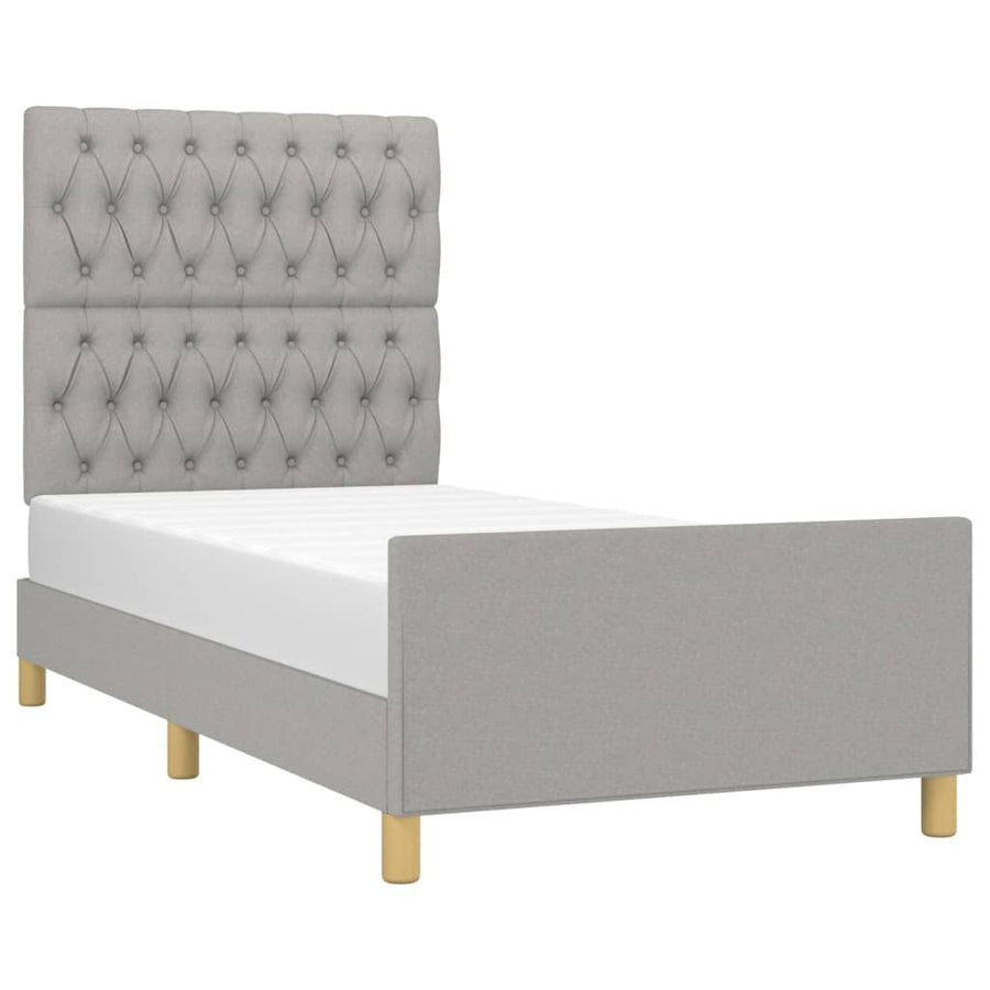 Bedframe met hoofdeinde stof lichtgrijs 90x190 cm 90 x 190 cm Lichtgrijs
