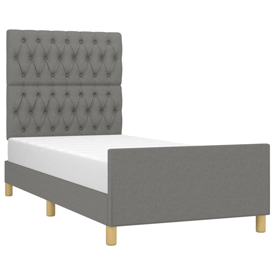Bedframe Met Hoofdeinde Stof Donkergrijs 90 x 190 cm Getuft ontwerp