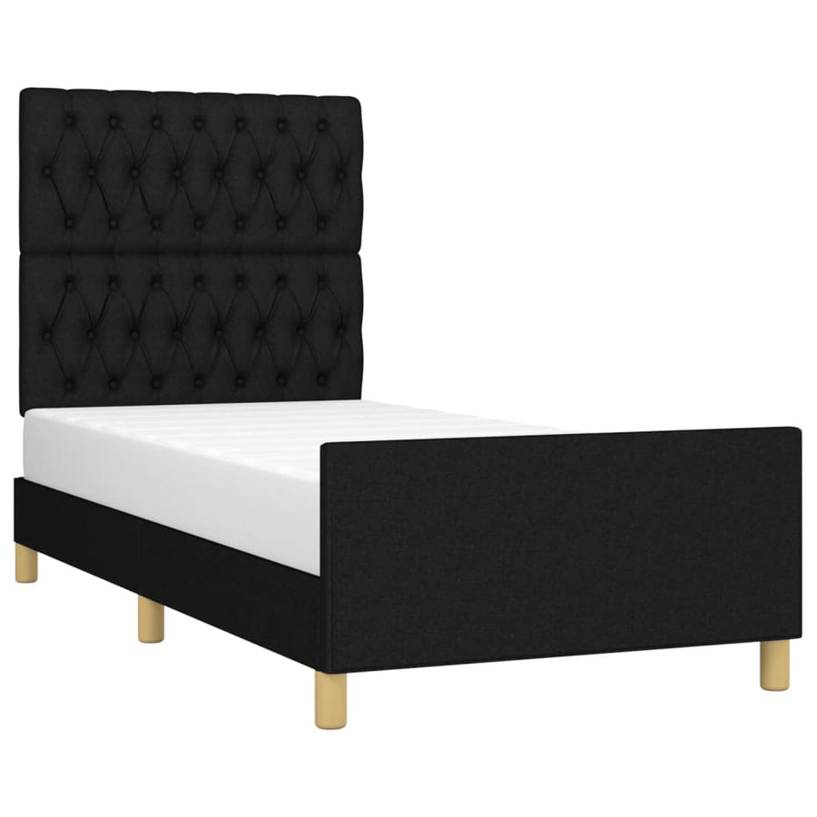 Bedframe Met Hoofdeinde Stof Zwart 90 x 190 cm Getuft ontwerp