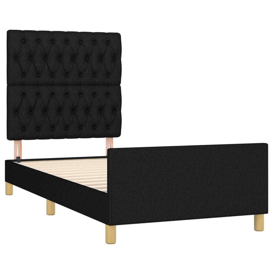 Bedframe Met Hoofdeinde Stof Zwart 90 x 190 cm Getuft ontwerp