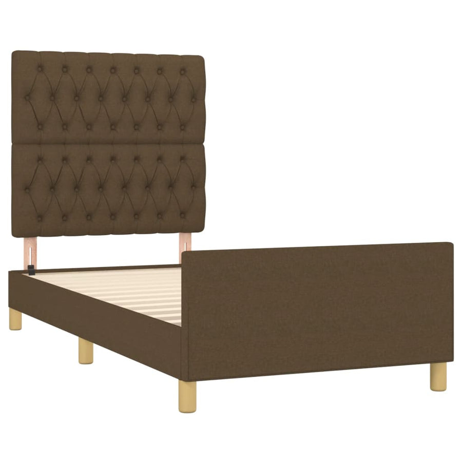 Bedframe Met Hoofdeinde Stof Donkerbruin 90 x 190 cm Getuft ontwerp