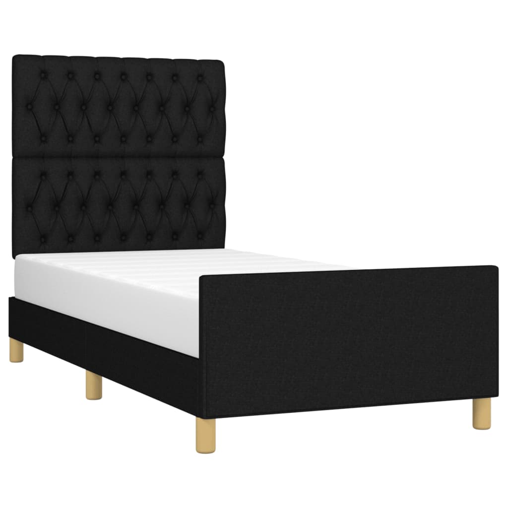 Bedframe Met Hoofdeinde Stof Zwart 90 x 200 cm Getuft ontwerp