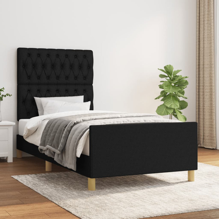 Bedframe Met Hoofdeinde Stof Zwart 90 x 200 cm Getuft ontwerp