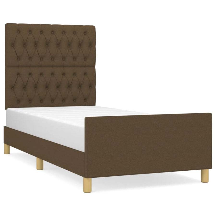 Bedframe Met Hoofdeinde Stof Donkerbruin 90 x 200 cm Getuft ontwerp