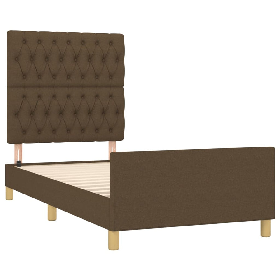Bedframe Met Hoofdeinde Stof Donkerbruin 90 x 200 cm Getuft ontwerp