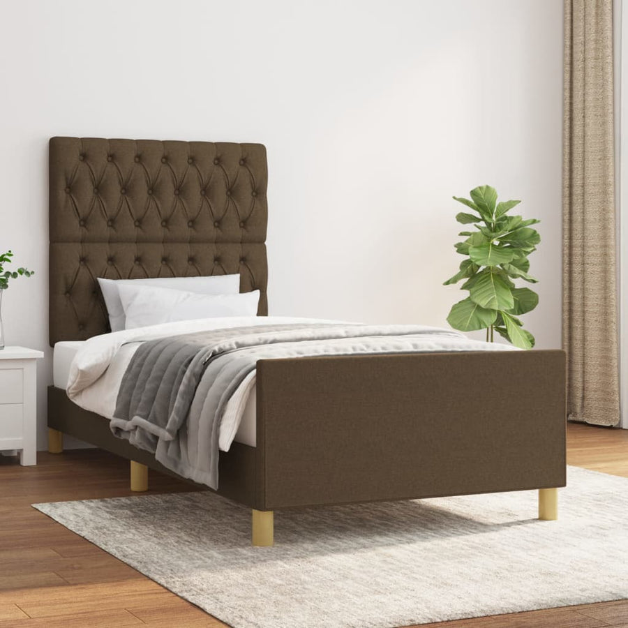 Bedframe Met Hoofdeinde Stof Donkerbruin 90 x 200 cm Getuft ontwerp