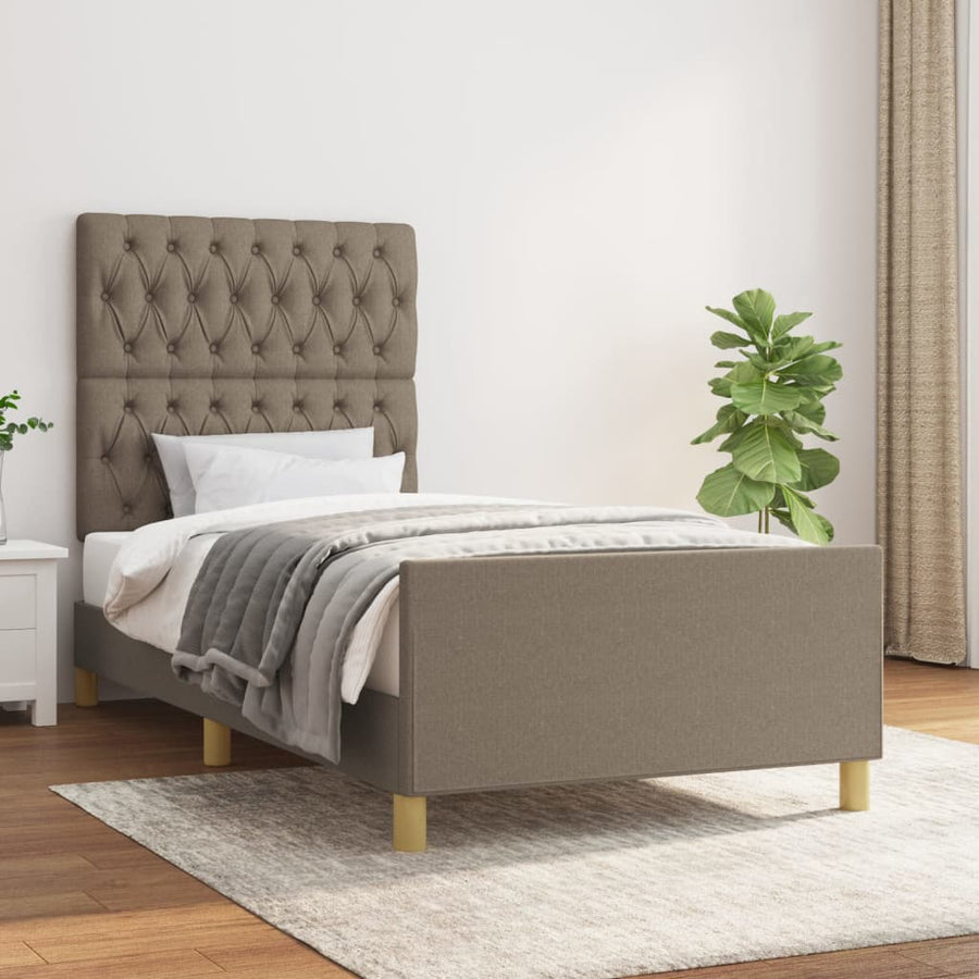 Bedframe Met Hoofdeinde Stof Taupe 90 x 200 cm Getuft ontwerp