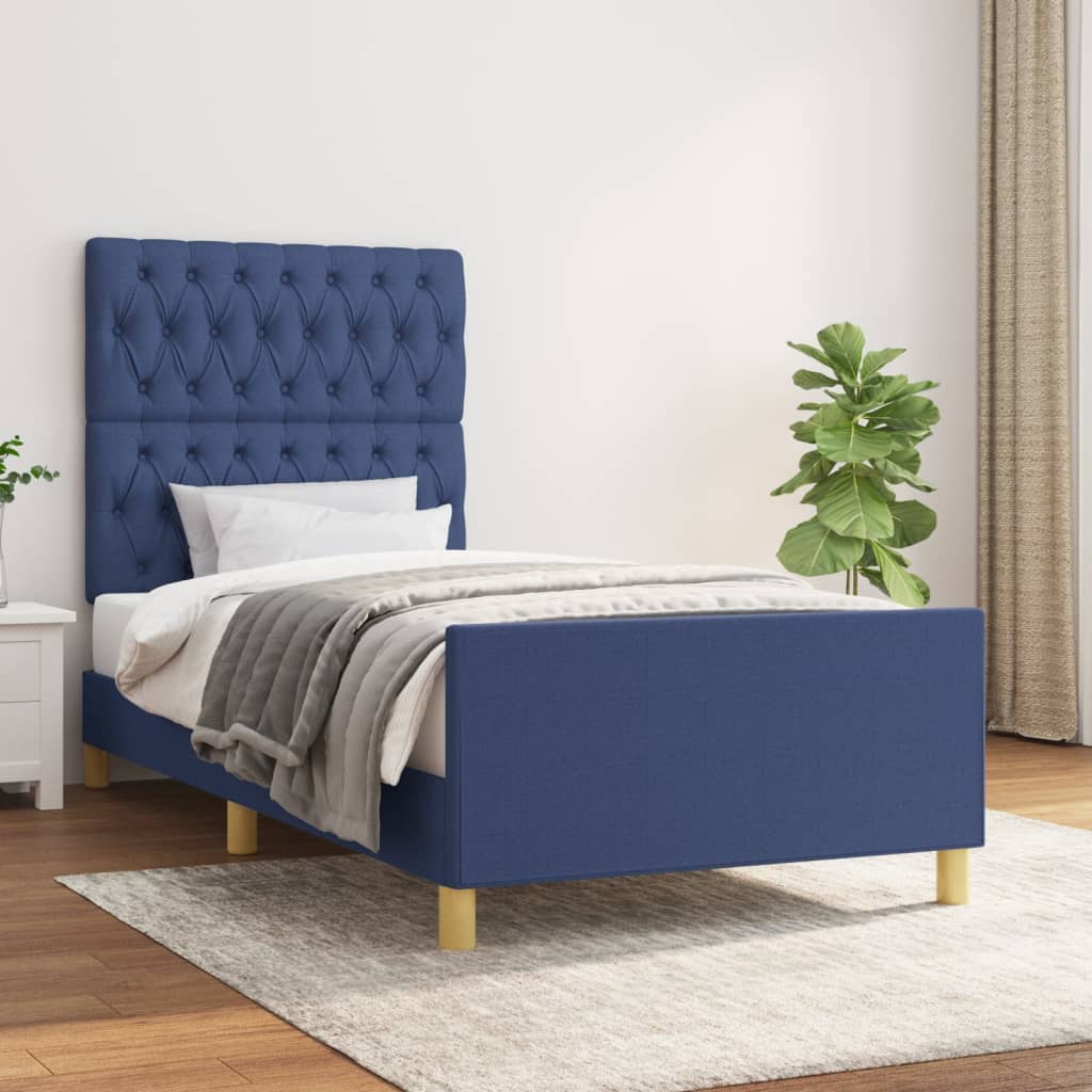 Bedframe Met Hoofdeinde Stof Blauw 90 x 200 cm Getuft ontwerp