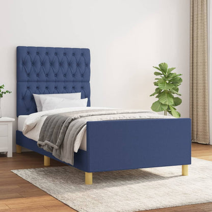 Bedframe Met Hoofdeinde Stof Blauw 90 x 200 cm Getuft ontwerp