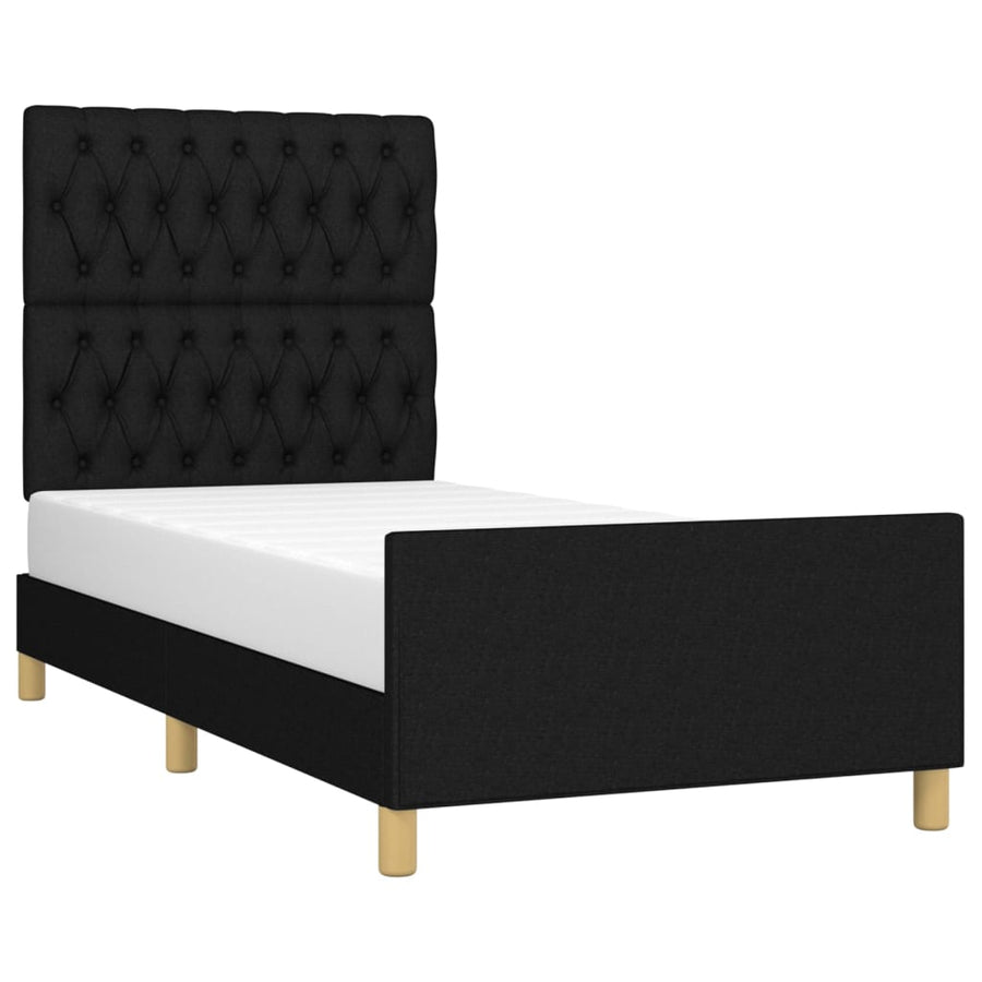 Bedframe Met Hoofdeinde Stof Zwart 100 x 200 cm Getuft ontwerp