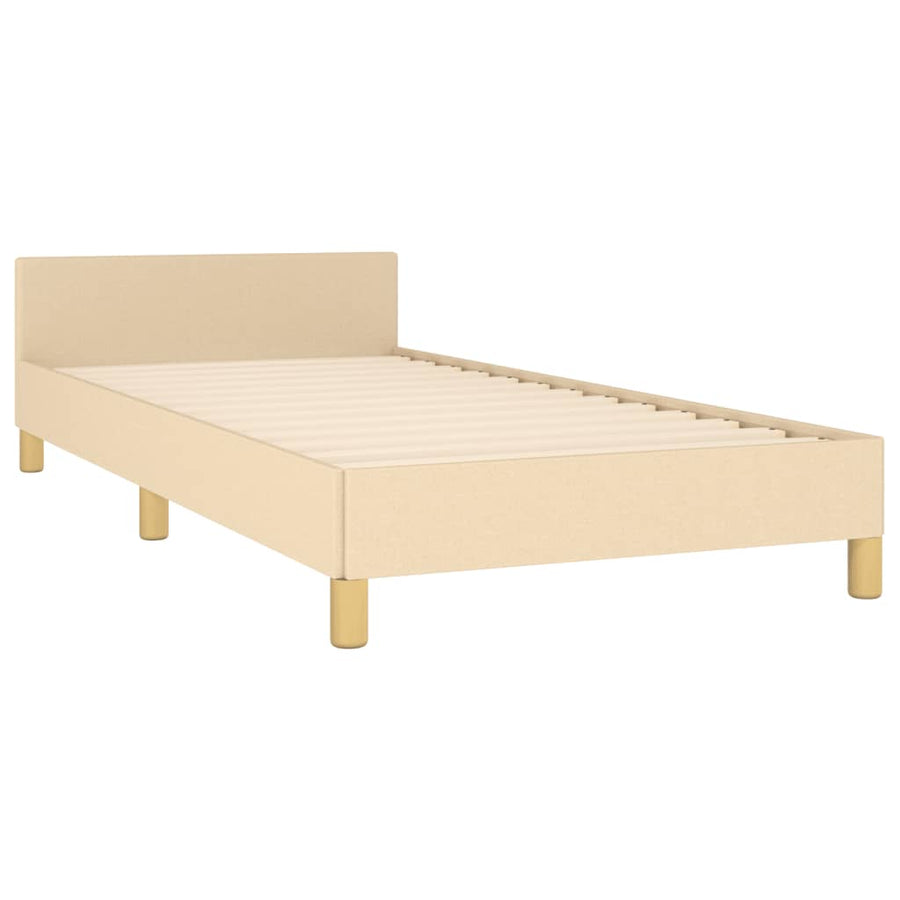 Bedframe Met Hoofdeinde Stof Kleurig Crème 100 x 200 cm Getuft ontwerp