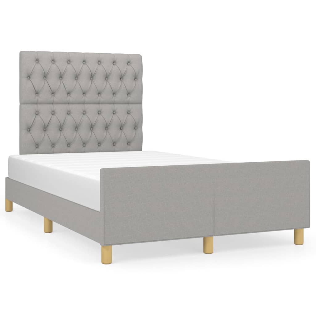 Bedframe met hoofdeinde stof lichtgrijs 120x200 cm 120 x 200 cm Lichtgrijs