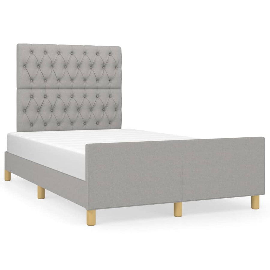 Bedframe met hoofdeinde stof lichtgrijs 120x200 cm 120 x 200 cm Lichtgrijs