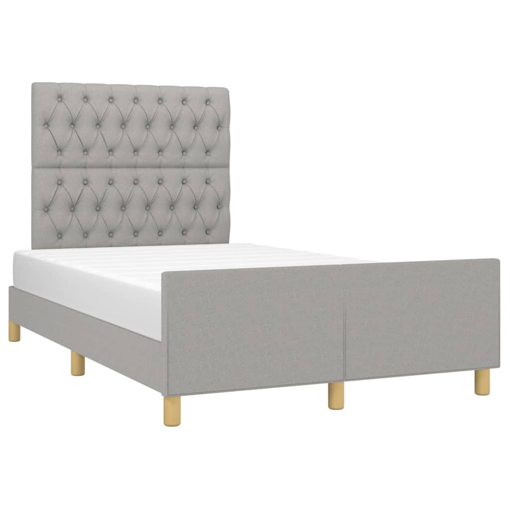 Bedframe met hoofdeinde stof lichtgrijs 120x200 cm 120 x 200 cm Lichtgrijs