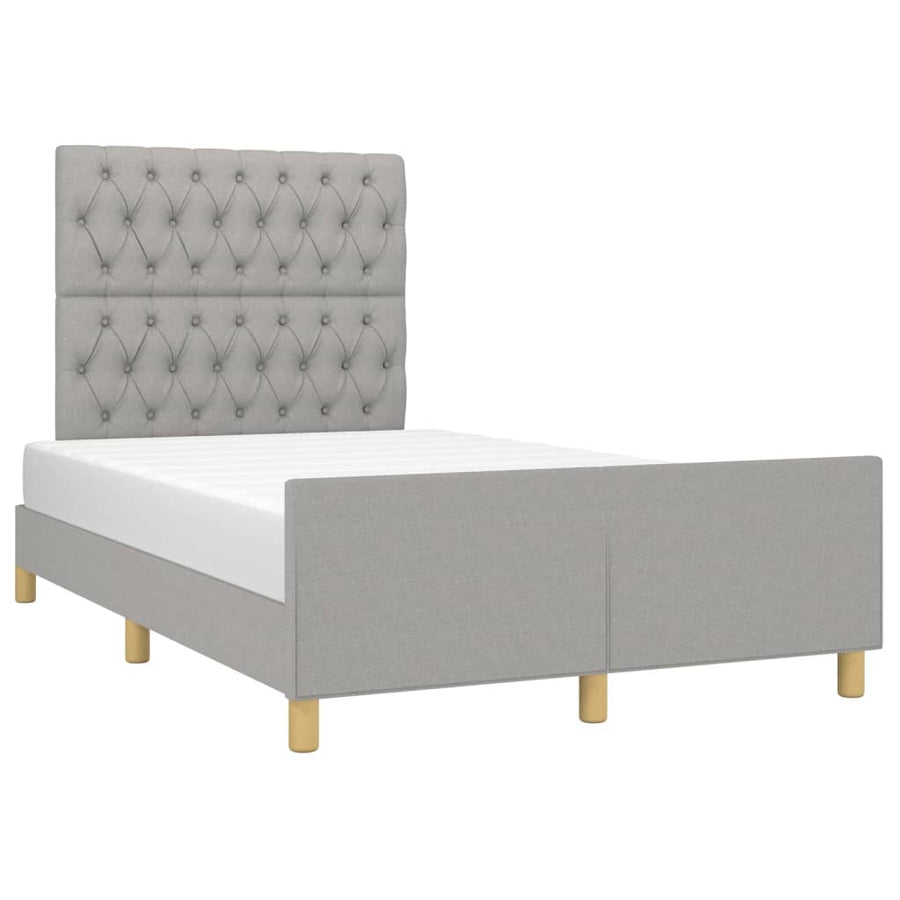 Bedframe met hoofdeinde stof lichtgrijs 120x200 cm 120 x 200 cm Lichtgrijs