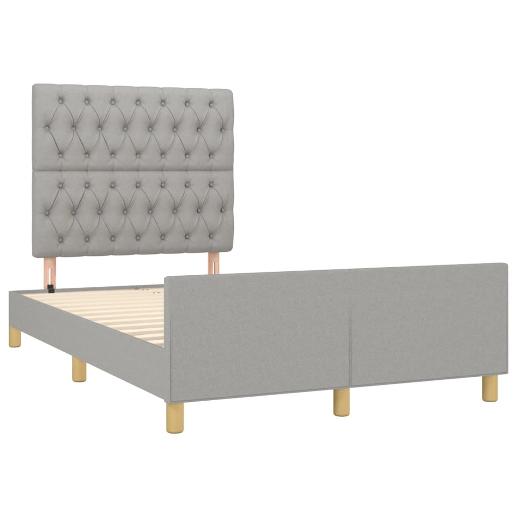 Bedframe met hoofdeinde stof lichtgrijs 120x200 cm 120 x 200 cm Lichtgrijs