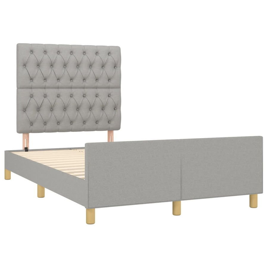 Bedframe met hoofdeinde stof lichtgrijs 120x200 cm 120 x 200 cm Lichtgrijs