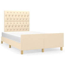 Bedframe Met Hoofdeinde Stof Crèmekleurig 120X200 Cm Crème 120 x 200 cm Getuft ontwerp