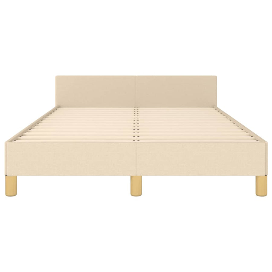 Bedframe Met Hoofdeinde Stof Crèmekleurig 120X200 Cm Crème 120 x 200 cm Getuft ontwerp