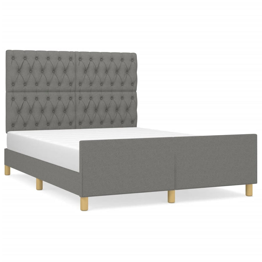 Bedframe Met Hoofdeinde Stof Donkergrijs 140 x 190 cm Getuft ontwerp