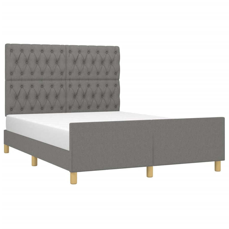 Bedframe Met Hoofdeinde Stof Donkergrijs 140 x 190 cm Getuft ontwerp