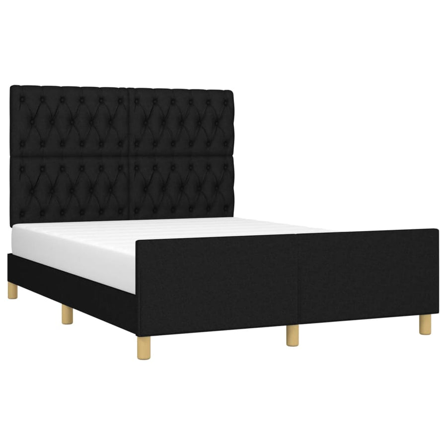 Bedframe Met Hoofdeinde Stof Zwart 140 x 190 cm Getuft ontwerp
