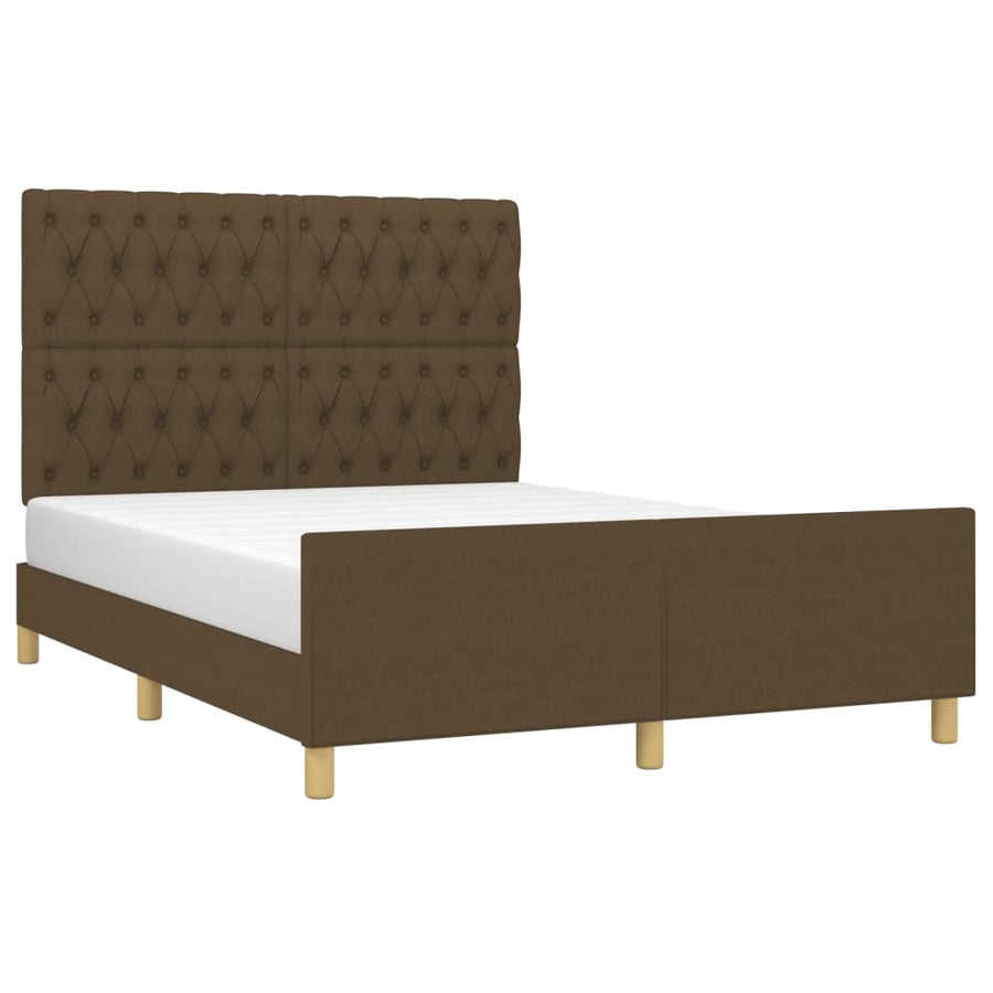 Bedframe Met Hoofdeinde Stof Donkerblauw Donkerbruin 140 x 190 cm Getuft ontwerp