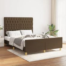 Bedframe Met Hoofdeinde Stof Donkerblauw Donkerbruin 140 x 190 cm Getuft ontwerp