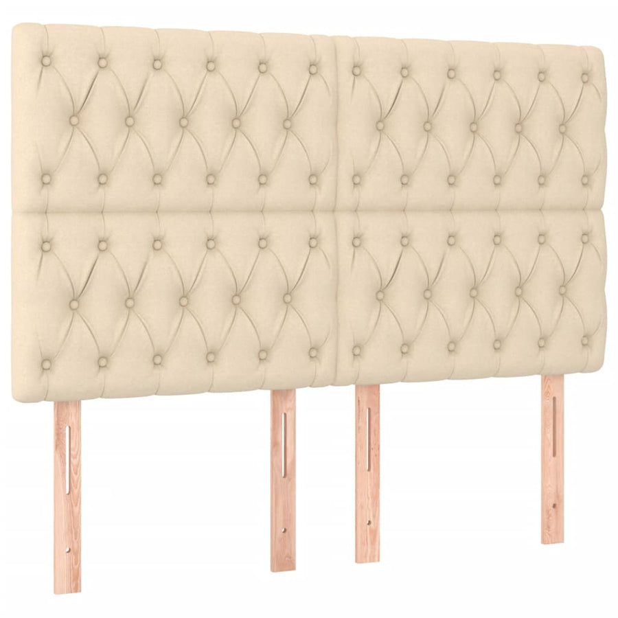 Bedframe Met Hoofdeinde Stof Kleurig Crème 140 x 190 cm Getuft ontwerp