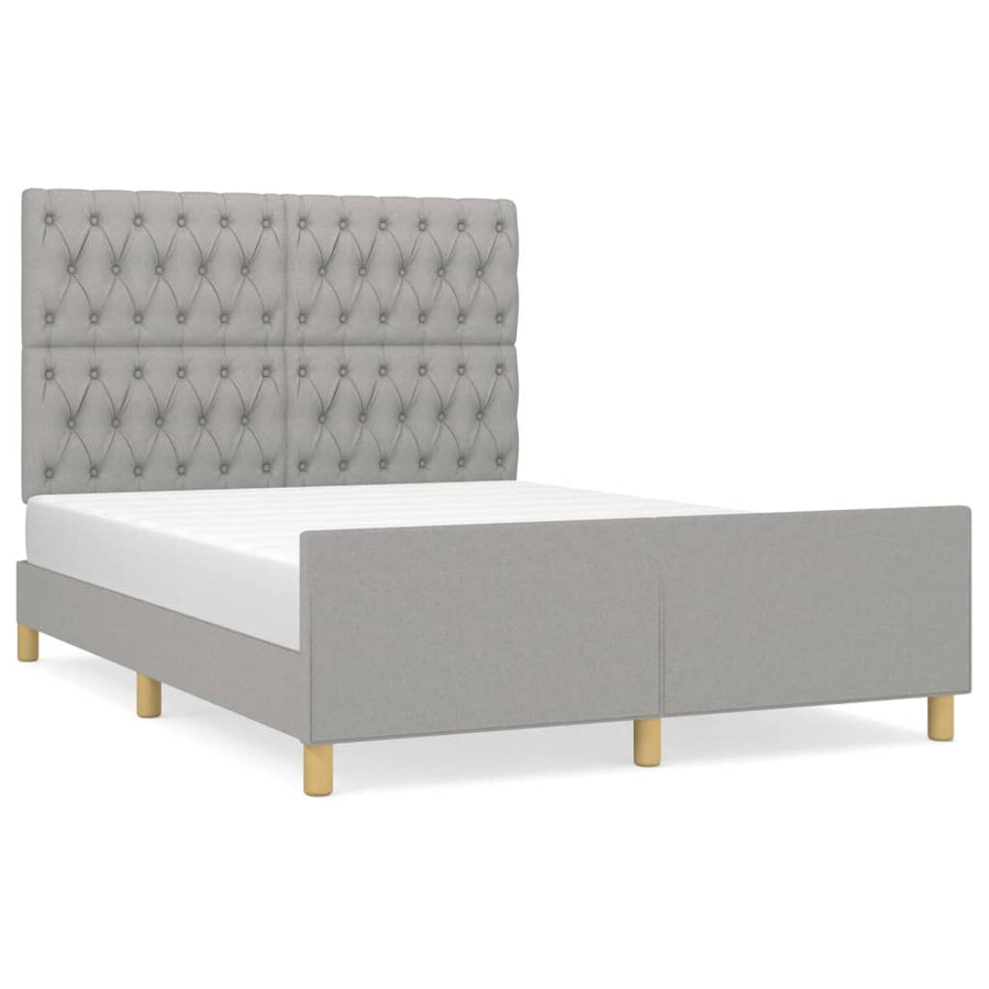 Bedframe met hoofdeinde stof lichtgrijs 140x200 cm 140 x 200 cm Getuft ontwerp