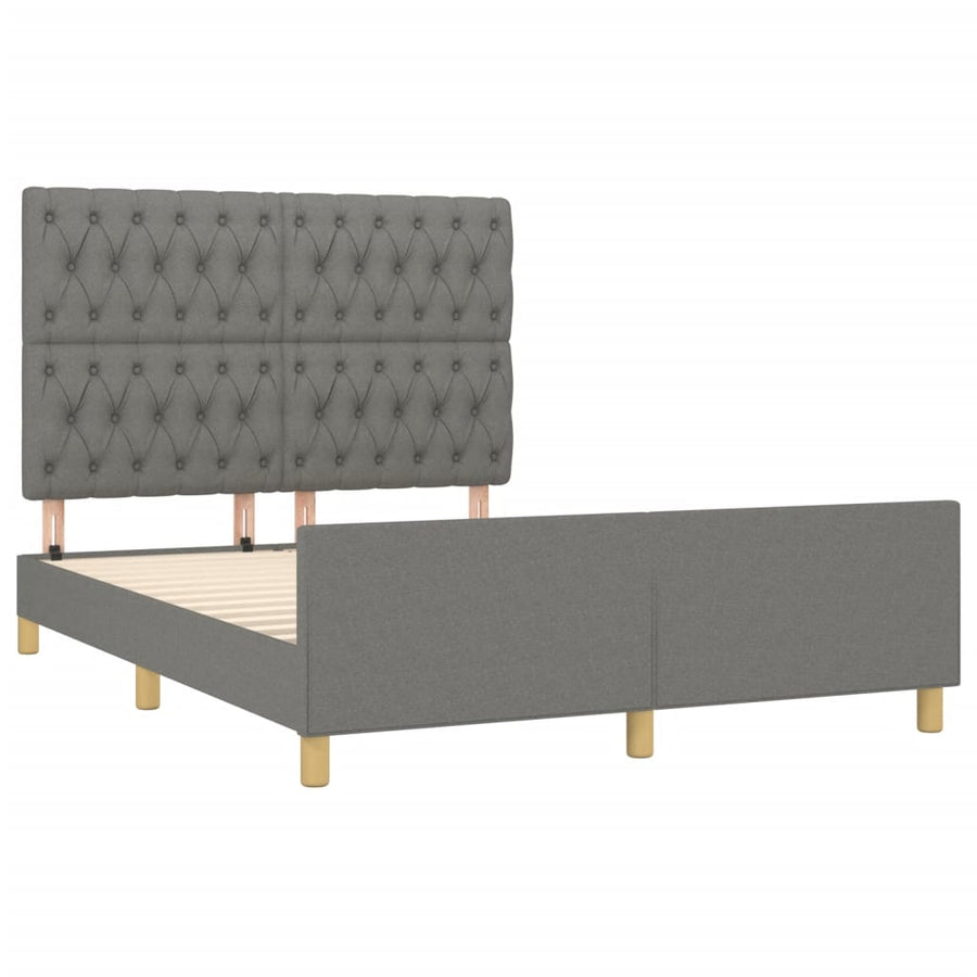 Bedframe Met Hoofdeinde Stof Donkergrijs 140 x 200 cm Getuft ontwerp