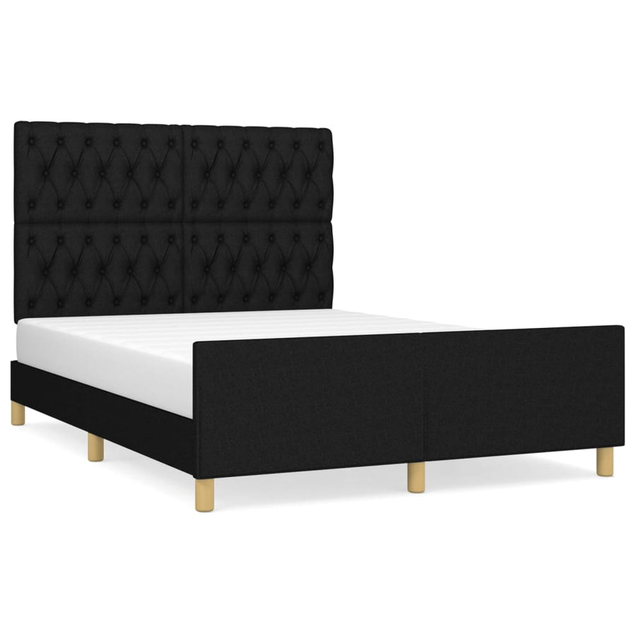 Bedframe Met Hoofdeinde Stof Zwart 140 x 200 cm Getuft ontwerp