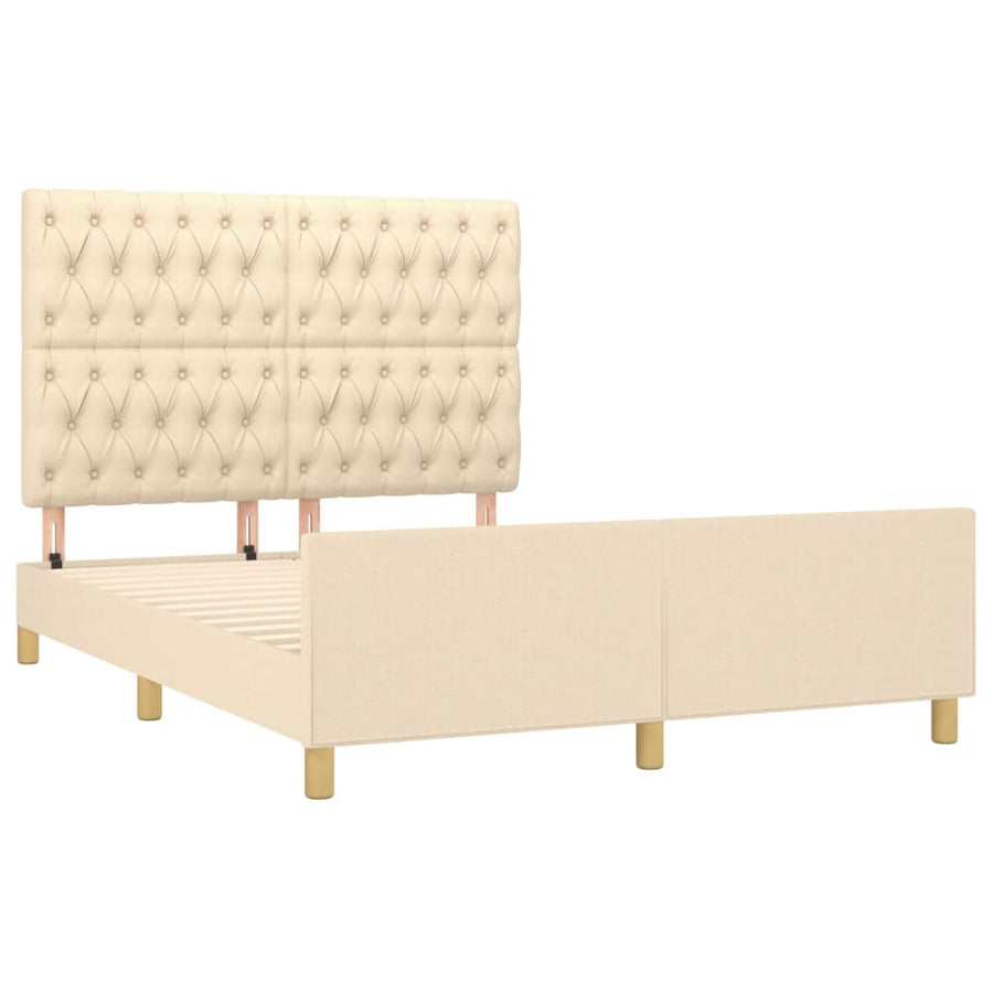 Bedframe Met Hoofdeinde Stof Kleurig Crème 140 x 200 cm Getuft ontwerp