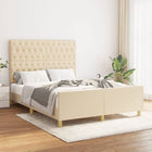 Fabric Cream Bed Frame 140x200 cm Without Mattress